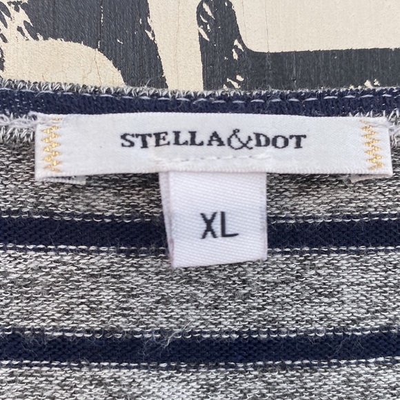 Stella and Dot Grey Black Stripe Tie Front Top XL - Picture 3 of 8